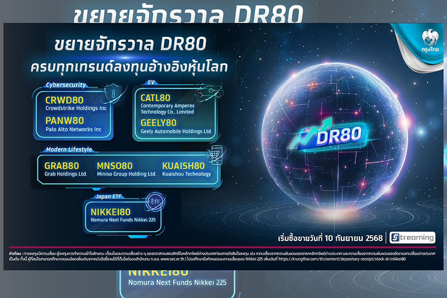 กรุงไทยเปิดประตูสู่หุ้นโลก เตรียมขาย DR80 ใหม่ 8 หลักทรัพย์ อ้างอิงหุ้นใหญ่ในจีน-สหรัฐ